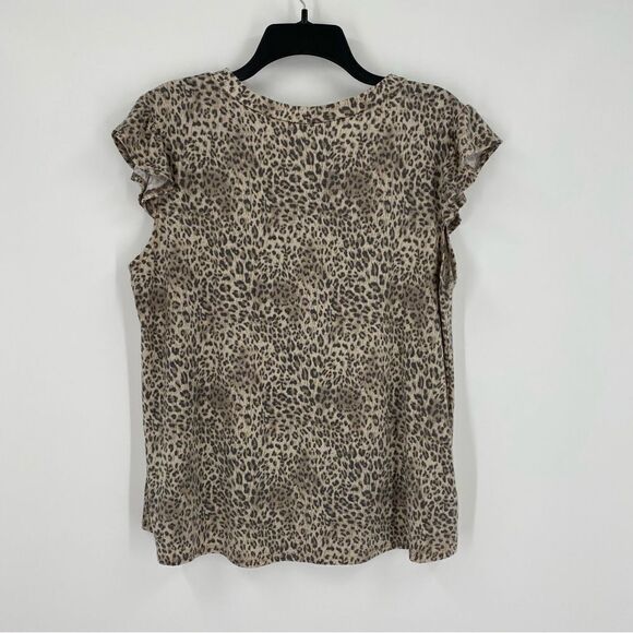 Now & Forever Women’s Round Neck Flutter Sleeve Animal Print Teeshirt size L - Picture 3 of 3
